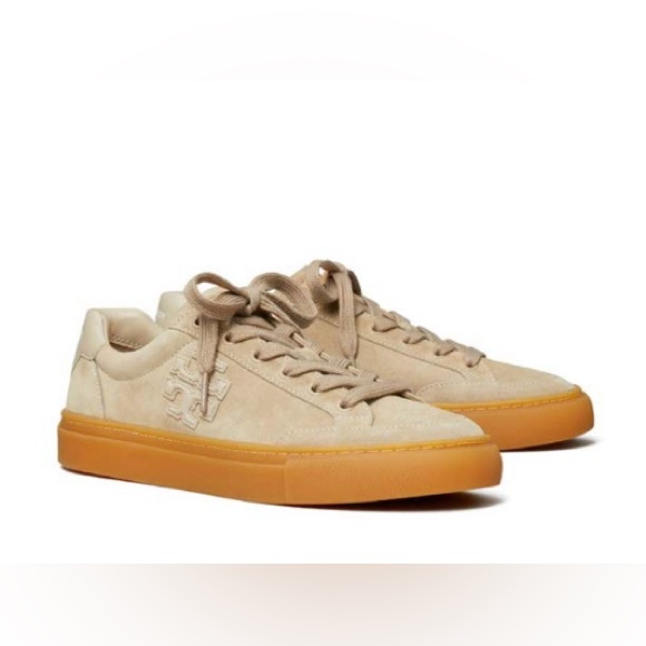 Tory Burch Leigh T-Logo Color Block Suede Leather Sneaker